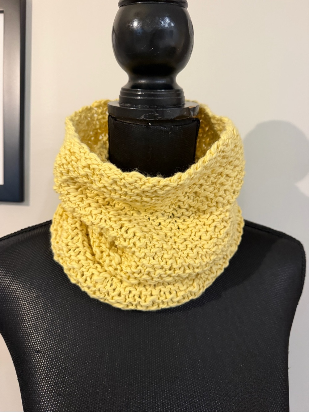 New Women’s Soft Hand Eco Organic Cotton Knit Yellow Infinity Scarf Snood